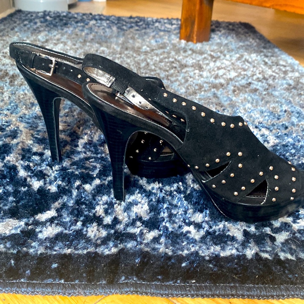 Marc Fisher Black Suede Studded Heels- 5in